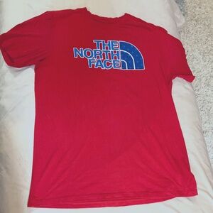 The North Face Red Blue L Short Sleeve Adventure Outdoor Active Gym Sporty